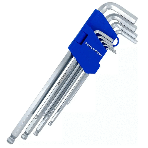 JUEGO LLAVES ALLEN 9pcs MILIMETRADA LARGA - RUHLMANN